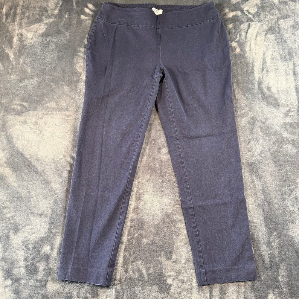 Crown & Ivy Ashley Women's 10P Petite Black Pull On Straight Ankle Pants